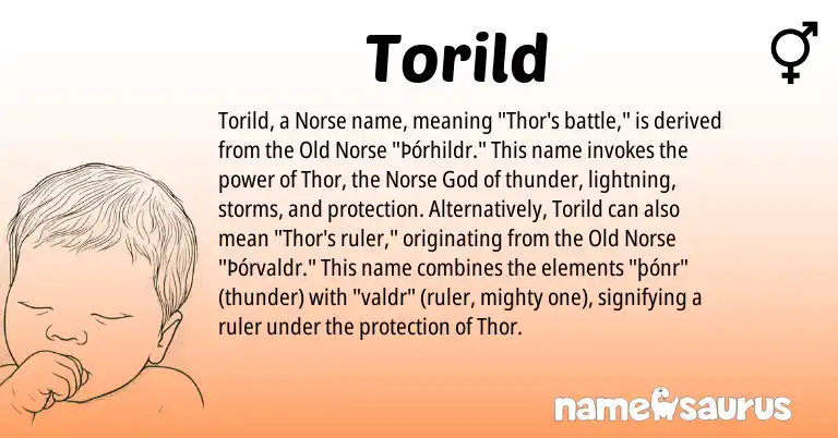 Infographic about Torild name meaning, Torild is a name from Old Norse, Norse origin(s).