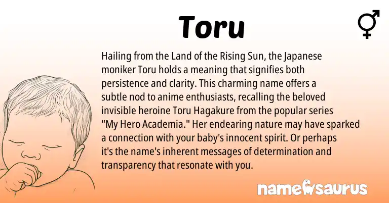 Infographic about Toru name meaning, Toru is a name from Japanese origin(s).