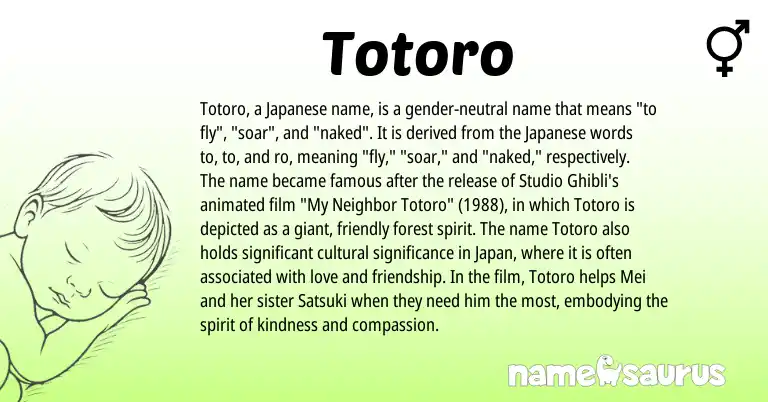 Infographic about Totoro name meaning, Totoro is a name from Japanese origin(s).