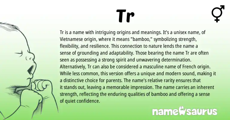 Infographic about Tr name meaning, Tr is a name from Vietnamese origin(s).