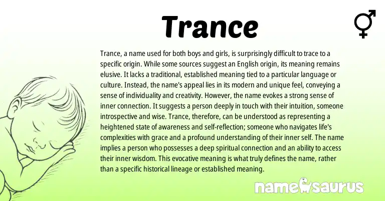 Infographic about Trance name meaning, Trance is a name from English origin(s).