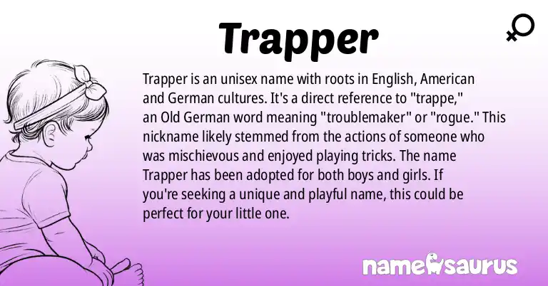 Infographic about Trapper name meaning, Trapper is a name from English, American, German origin(s).