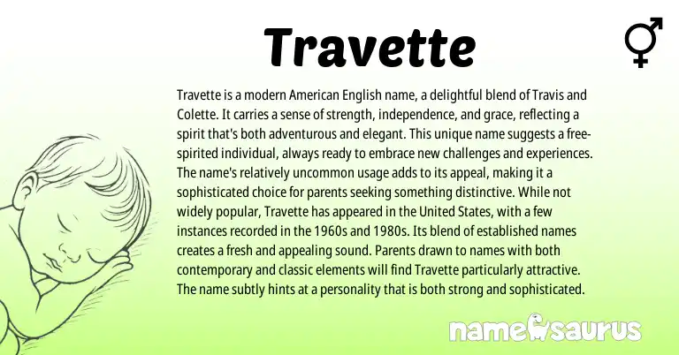 Infographic about Travette name meaning, Travette is a name from Other origin(s).