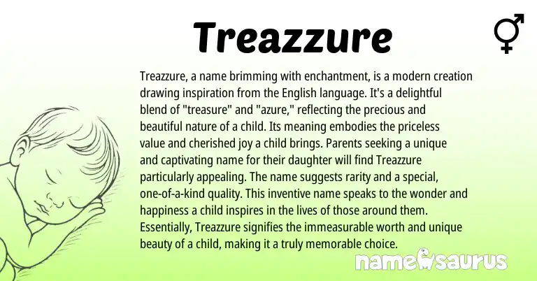 Infographic about Treazzure name meaning, Treazzure is a name from English origin(s).