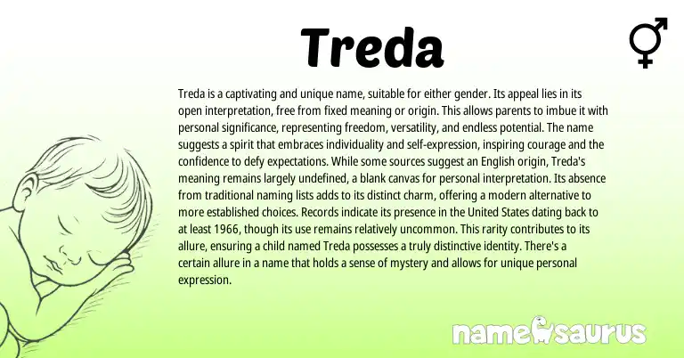 Infographic about Treda name meaning, Treda is a name from Other origin(s).