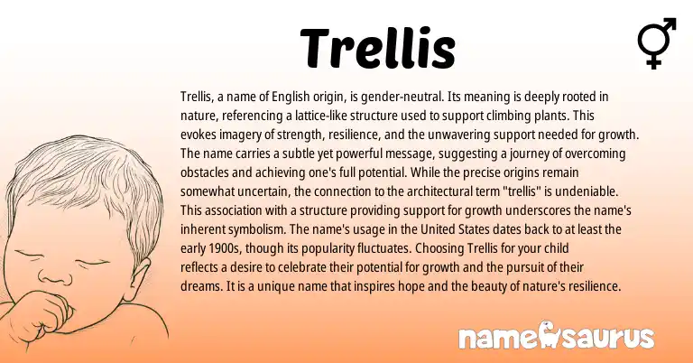 Infographic about Trellis name meaning, Trellis is a name from English origin(s).