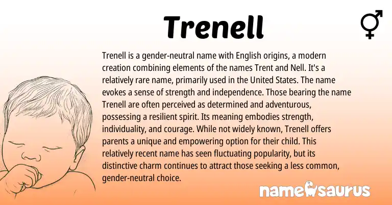 Infographic about Trenell name meaning, Trenell is a name from English, American origin(s).