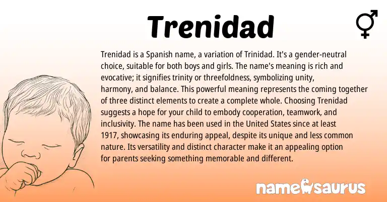 Infographic about Trenidad name meaning, Trenidad is a name from Spanish origin(s).