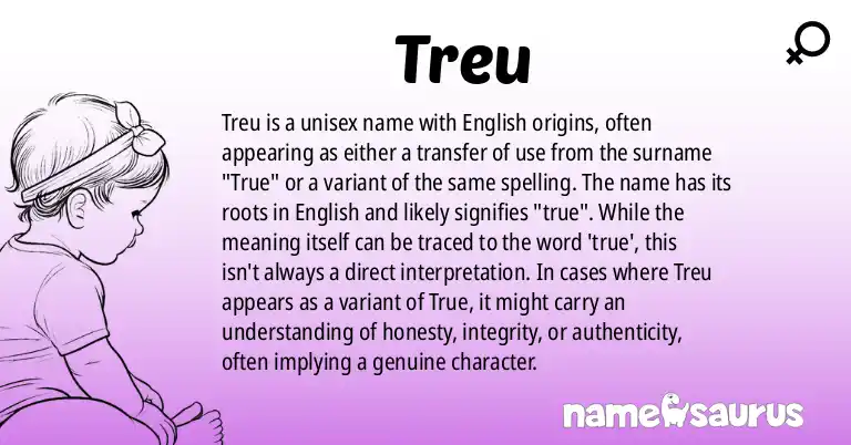 Infographic about Treu name meaning, Treu is a name from English origin(s).