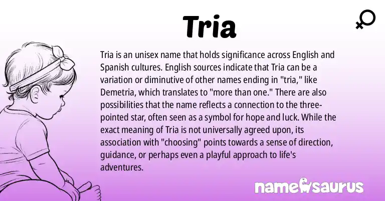 Infographic about Tria name meaning, Tria is a name from English, Spanish origin(s).