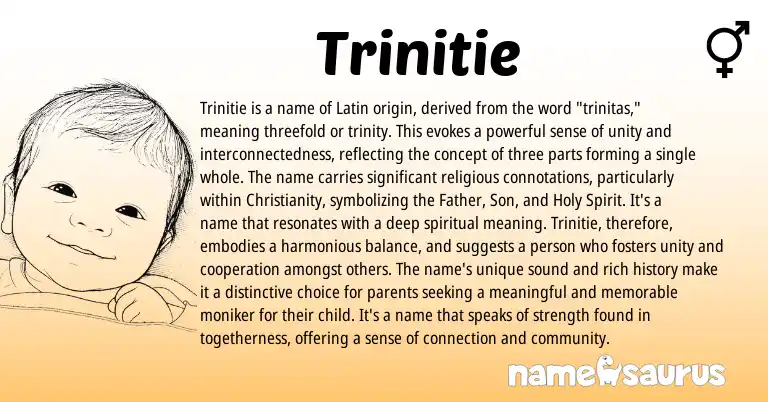 Infographic about Trinitie name meaning, Trinitie is a name from Latin, English origin(s).