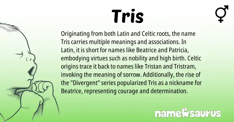Infographic about Tris name meaning, Tris is a name from Latin, Celtic origin(s).