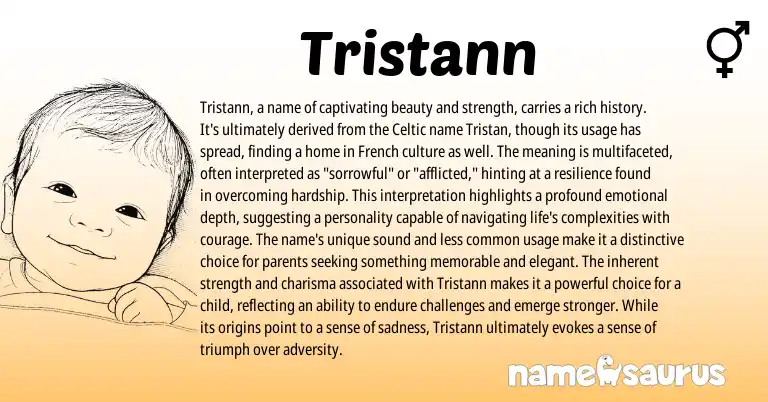 Infographic about Tristann name meaning, Tristann is a name from Celtic origin(s).