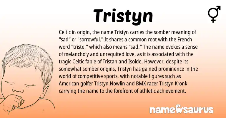 Infographic about Tristyn name meaning, Tristyn is a name from French, Celtic, American origin(s).