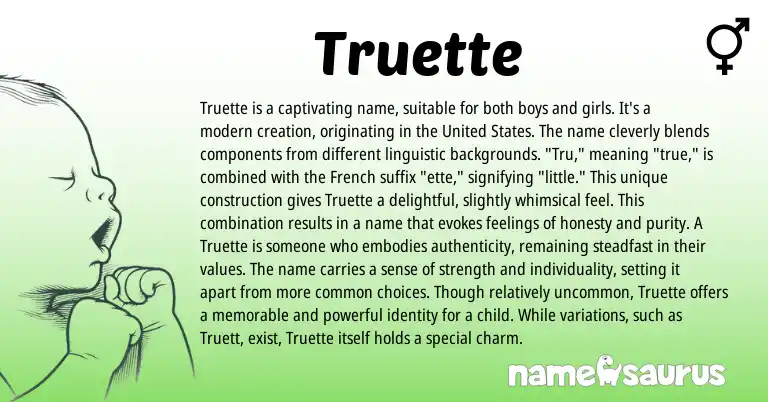 Infographic about Truette name meaning, Truette is a name from French, English origin(s).