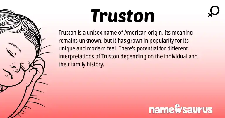 Infographic about Truston name meaning, Truston is a name from American origin(s).