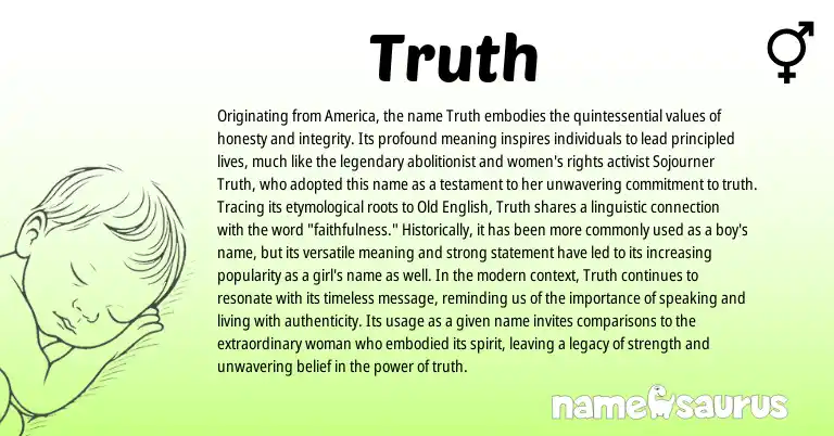 Infographic about Truth name meaning, Truth is a name from Old English origin(s).