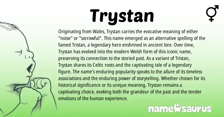 Infographic about Trystan name meaning, Trystan is a name from Welsh, Celtic origin(s).