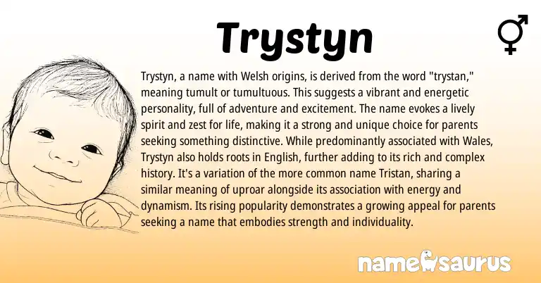 Infographic about Trystyn name meaning, Trystyn is a name from Latin, Welsh origin(s).