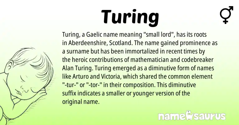 Infographic about Turing name meaning, Turing is a name from Gaelic origin(s).
