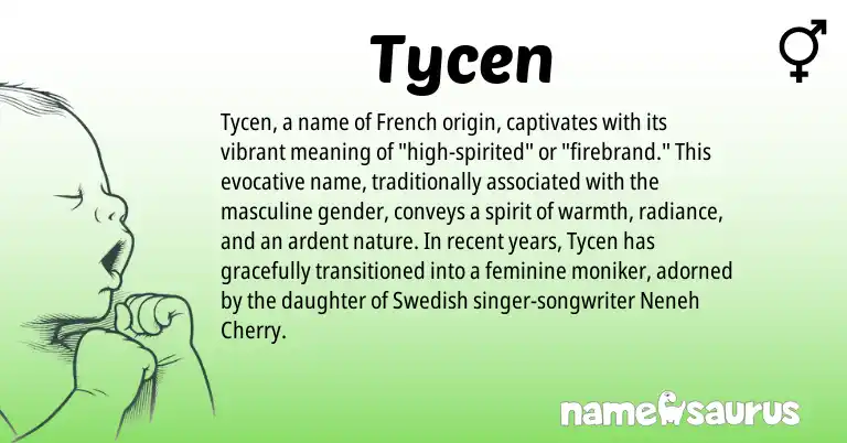 Infographic about Tycen name meaning, Tycen is a name from French, Swedish origin(s).