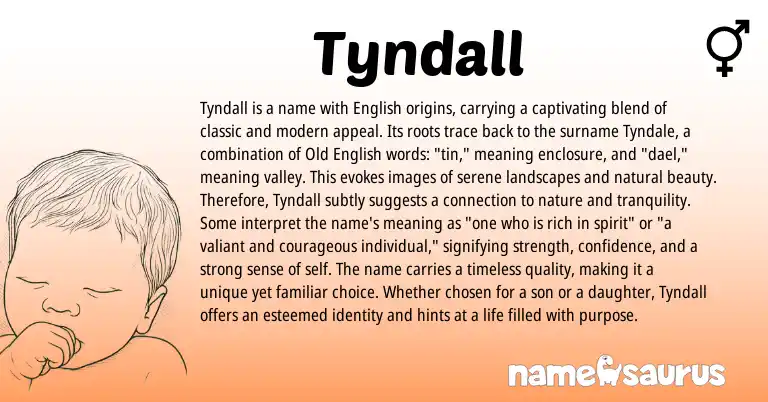 Infographic about Tyndall name meaning, Tyndall is a name from English origin(s).
