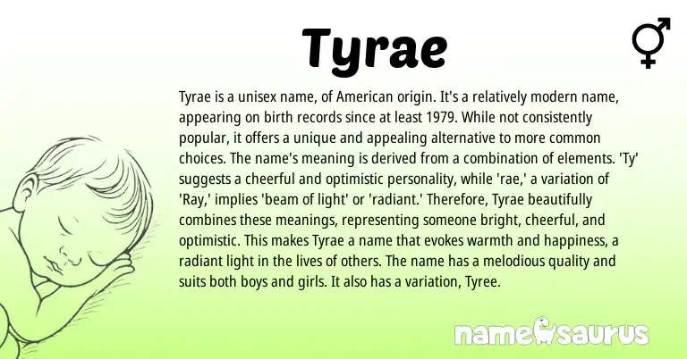 Infographic about Tyrae name meaning, Tyrae is a name from Other origin(s).