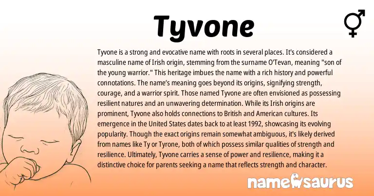 Infographic about Tyvone name meaning, Tyvone is a name from English, Irish origin(s).