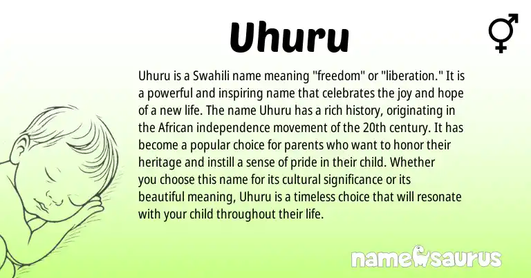 Infographic about Uhuru name meaning, Uhuru is a name from Swahili, African origin(s).