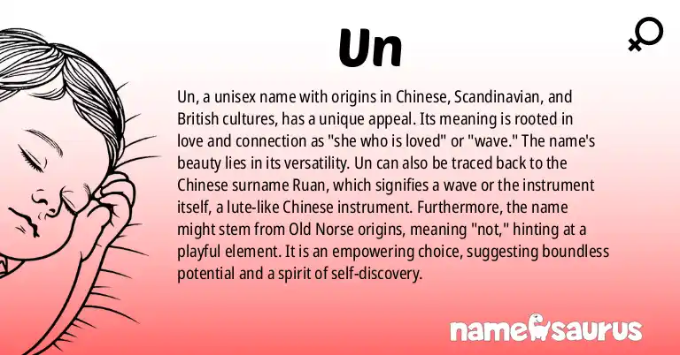 Infographic about Un name meaning, Un is a name from Chinese, Scandinavian, British, Norse origin(s).