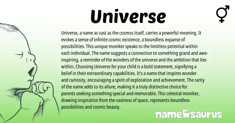 Infographic about Universe name meaning, Universe is a name from Sanskrit, English origin(s).