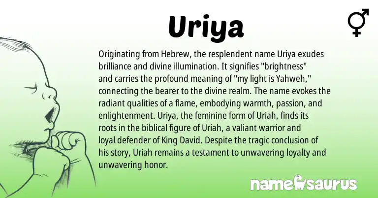 Infographic about Uriya name meaning, Uriya is a name from Hebrew origin(s).