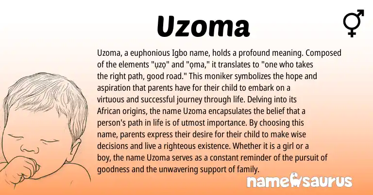 Infographic about Uzoma name meaning, Uzoma is a name from African, Igbo origin(s).