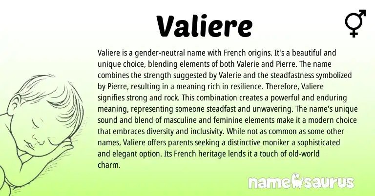Infographic about Valiere name meaning, Valiere is a name from French origin(s).