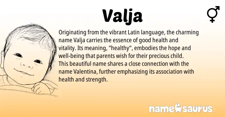 Infographic about Valja name meaning, Valja is a name from Latin origin(s).