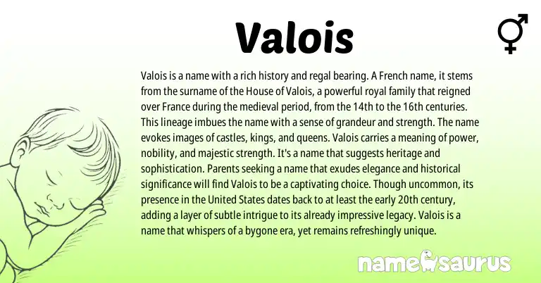Infographic about Valois name meaning, Valois is a name from French origin(s).