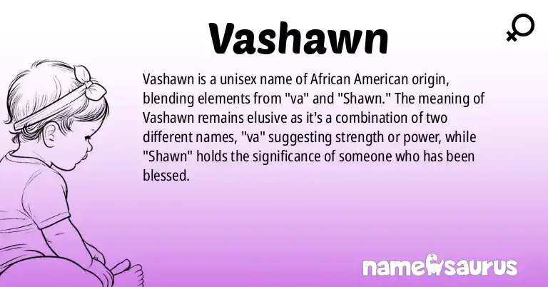 Infographic about Vashawn name meaning, Vashawn is a name from African American origin(s).
