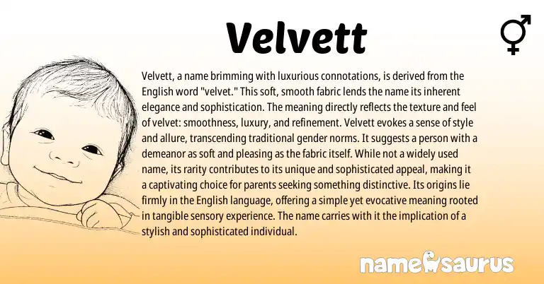 Infographic about Velvett name meaning, Velvett is a name from English origin(s).