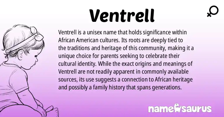 Infographic about Ventrell name meaning, Ventrell is a name from African American origin(s).
