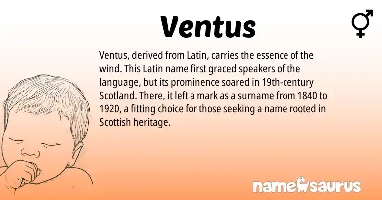 Infographic about Ventus name meaning, Ventus is a name from Latin, Scottish origin(s).
