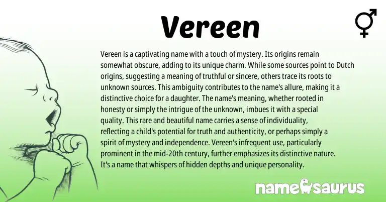 Infographic about Vereen name meaning, Vereen is a name from Dutch origin(s).