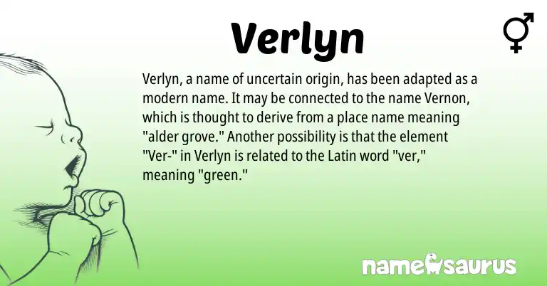 Infographic about Verlyn name meaning, Verlyn is a name from Latin origin(s).
