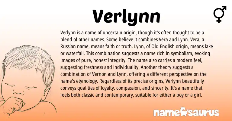 Infographic about Verlynn name meaning, Verlynn is a name from English, Russian origin(s).