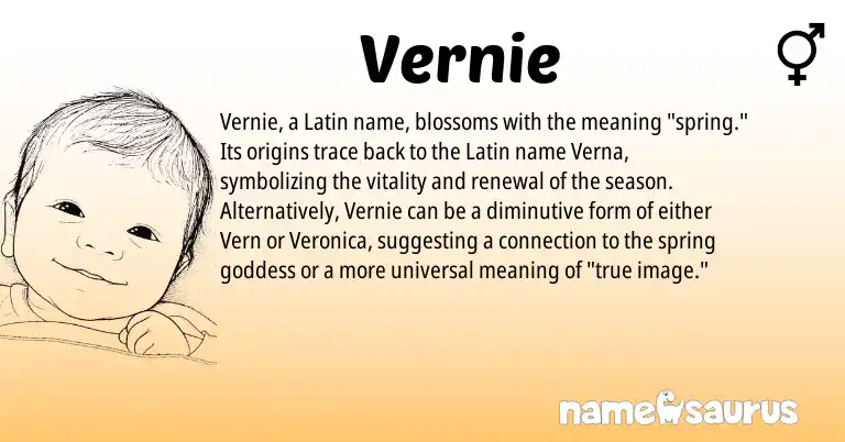 Infographic about Vernie name meaning, Vernie is a name from Latin origin(s).