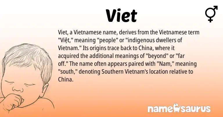 Infographic about Viet name meaning, Viet is a name from Vietnamese origin(s).