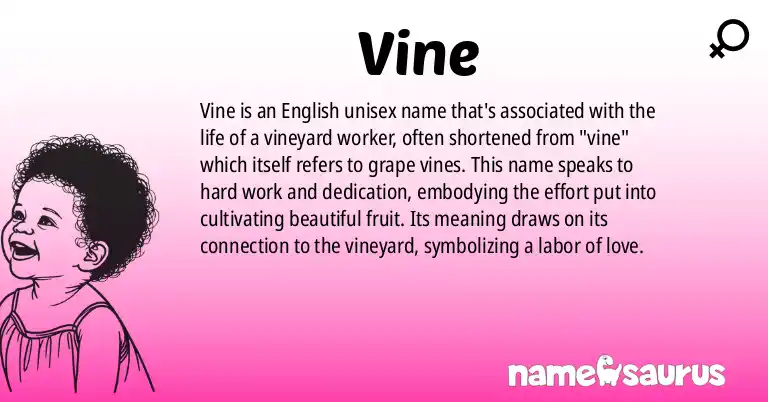 Infographic about Vine name meaning, Vine is a name from English origin(s).
