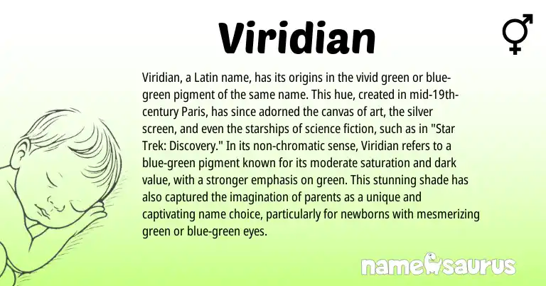 Infographic about Viridian name meaning, Viridian is a name from Latin origin(s).