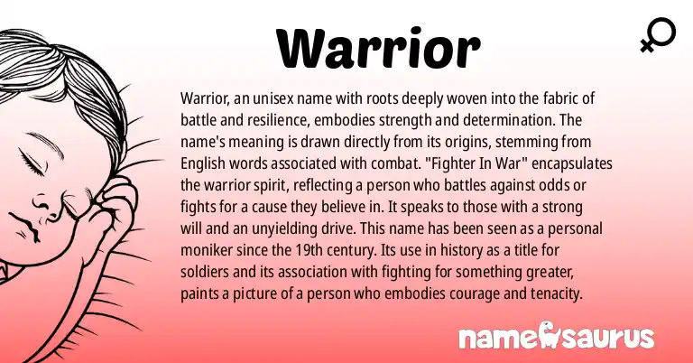 Infographic about Warrior name meaning, Warrior is a name from English origin(s).