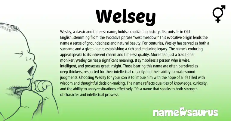 Infographic about Welsey name meaning, Welsey is a name from English origin(s).