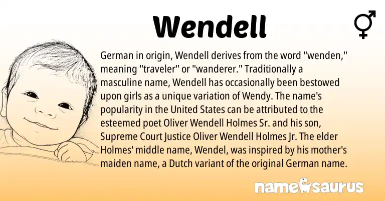 Infographic about Wendell name meaning, Wendell is a name from German, Dutch, United States origin(s).